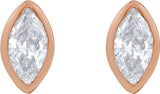 14K Gold Natural Diamond Marquise Bezel-Set Stud Earrings – 3.5x1.75mm - Rose Gold - view 5