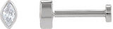 14K Gold Natural Diamond Marquise Bezel-Set Stud Earrings – 3.5x1.75mm - White Gold - view 8