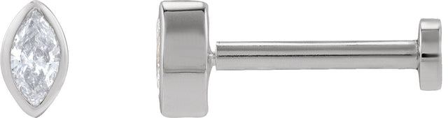 14K Gold Natural Diamond Marquise Bezel-Set Stud Earrings – 3.5x1.75mm - White Gold - view 8
