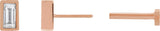 14K Gold Natural Diamond Straight Baguette Bezel-Set Stud Earrings – 2.5x1.5mm - Rose Gold - view 9