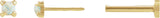 14K Gold Natural White Opal Round Rose-Cut 4-Prong Claw Stud Earrings - Yellow Gold - view 9