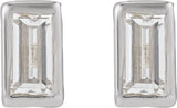 14K Gold Lab-Grown Diamond Straight Baguette Bezel-Set Stud Earrings – 3x1.5mm - White Gold - view 8