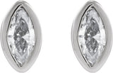 14K Gold Natural Diamond Marquise Bezel-Set Stud Earrings – 3.5x1.75mm - White Gold - view 5