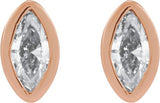 14K Gold Natural Diamond Marquise Bezel-Set Stud Earrings – 3.5x1.75mm - Rose Gold - view 5