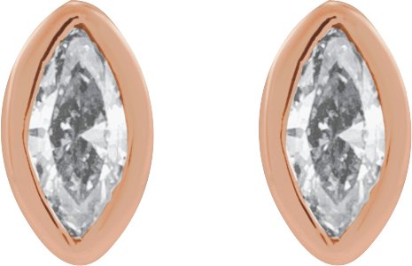 14K Gold Natural Diamond Marquise Bezel-Set Stud Earrings – 3.5x1.75mm - Rose Gold - view 5