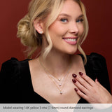 18K Gold Natural Diamond Round 3-Prong Cocktail-Style Stud Earrings - view 14