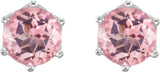 14K Gold Natural Pink Morganite Round 6-Prong Crown Stud Earrings - White Gold - view 5