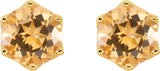 14K Gold Natural Citrine Round 6-Prong Crown Stud Earrings - Yellow Gold - view 3