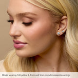 18K Gold Lab-Grown Moissanite Round 3-Prong Stud Earrings - White Gold - view 3