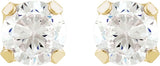 14K Gold Round White Cubic Zirconia Piercing Piercing Stud Earrings – 3mm Stones - view 2