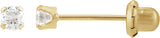14K Gold Round White Cubic Zirconia Piercing Piercing Stud Earrings – 3mm Stones