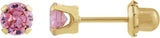 14K Gold Round Pink Cubic Zirconia Piercing Piercing Stud Earrings