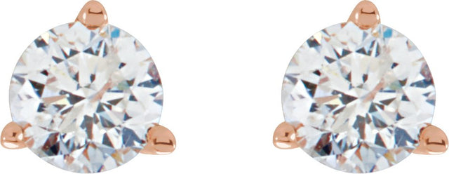14K Gold Natural Diamond Round 3-Prong Cocktail-Style Stud Earrings – 3-6.3mm Stones - Rose Gold - view 12