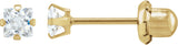 14K Gold Square White Cubic Zirconia Round 4-Prong Piercing Piercing Stud Earrings - Yellow Gold