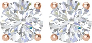 14K Gold Lab-Grown Diamond Round 4-Prong Lightweight Stud Earrings – 4 CTW - Rose Gold - view 26