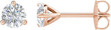 14K Gold Natural Diamond Round 3-Prong Cocktail-Style Stud Earrings – 3-6.3mm Stones - Rose Gold - view 3