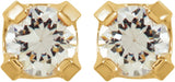 14K Gold Round White Cubic Zirconia Piercing Piercing Stud Earrings - Yellow Gold - view 2