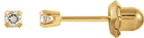 14K Gold Round White Cubic Zirconia Piercing Piercing Stud Earrings - Yellow Gold