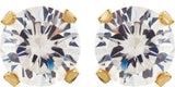 14K Gold Round White Cubic Zirconia Piercing Piercing Stud Earrings - Yellow Gold - view 2
