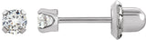 14K Gold Round White Cubic Zirconia Piercing Piercing Stud Earrings - White Gold