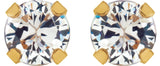 14K Gold Round White Cubic Zirconia Piercing Piercing Stud Earrings - Yellow Gold - view 2