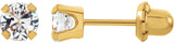 14K Gold Round White Cubic Zirconia Piercing Piercing Stud Earrings - Yellow Gold