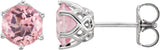 14K Gold Natural Pink Morganite Round 6-Prong Crown Stud Earrings - White Gold - view 4