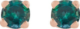14K Gold Natural Alexandrite Round 4-Prong Lightweight Stud Earrings - Rose Gold - view 10