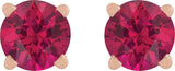 14K Gold Lab-Grown Ruby Round 4-Prong Lightweight Stud Earrings - Rose Gold - view 10
