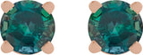 14K Gold Natural Alexandrite Round 4-Prong Lightweight Stud Earrings - Rose Gold - view 22