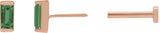 14K Gold Natural Green Tourmaline Straight Baguette Channel-Set Stud Earrings - Rose Gold - view 3