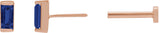 14K Gold Lab-Grown Blue Sapphire Straight Baguette Channel-Set Stud Earrings - Rose Gold - view 3