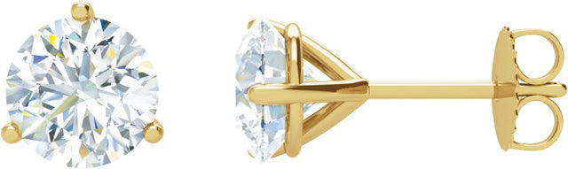 14K Gold Natural Diamond Round 3-Prong Cocktail-Style Stud Earrings – 3-6.3mm Stones - Yellow Gold - view 5