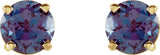 14K Gold Lab-Grown Alexandrite Round 4-Prong Lightweight Stud Earrings – 2.5-8mm Stones - Yellow Gold - view 10