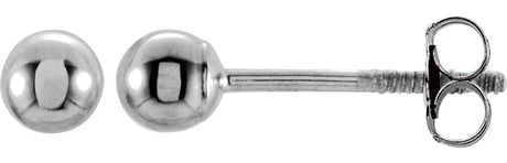 14K Gold Ball Earrings - White Gold