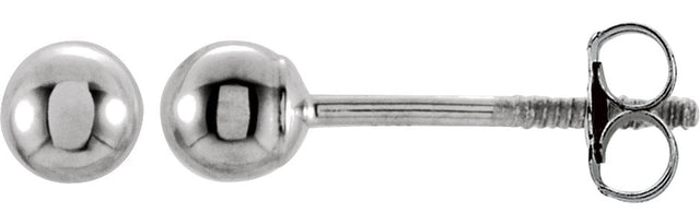 14K Gold Ball Earrings - White Gold