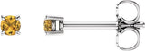 14K Gold Natural Yellow Sapphire Round 4-Prong Lightweight Stud Earrings - White Gold - view 5