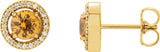 14K Gold Round Natural Yellow Sapphire Halo-Style Earrings - Yellow Gold - view 3