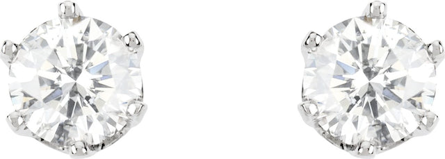 14K Gold Natural Diamond Round 6-Prong Stud Earrings II - White Gold - view 4