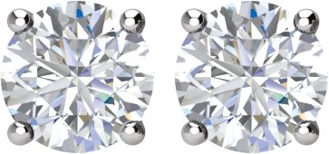 14K Gold Natural Diamond Round 4-Prong Stud Earrings – 3.9-5.75mm Stones - White Gold - view 4