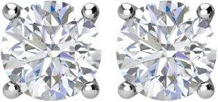 14K Gold Natural Diamond Round 4-Prong Stud Earrings – 3.9-5.75mm Stones - White Gold - view 4