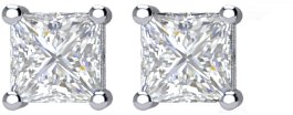 Platinum Natural Diamond Square 4-Prong Stud Earrings - view 6