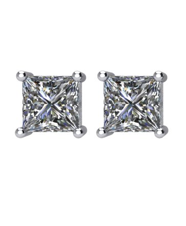 Platinum Natural Diamond Square 4-Prong Stud Earrings – 3.5x3.5mm - view 6