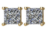 14K Gold Natural Diamond Square 4-Prong Stud Earrings – 2.75x2.75mm - Yellow Gold - view 4