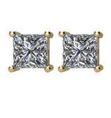 14K Gold Natural Diamond Square 4-Prong Stud Earrings – 2.75x2.75mm - Yellow Gold - view 4