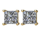 14K Gold Natural Diamond Square 4-Prong Stud Earrings – 2.75x2.75mm - Yellow Gold - view 4