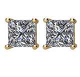 14K Gold Natural Diamond Square 4-Prong Stud Earrings – 2.75x2.75mm - Yellow Gold - view 4