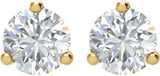 14K Gold Natural Diamond Round 3-Prong Cocktail-Style Stud Earrings – 3-6.3mm Stones - Yellow Gold - view 6