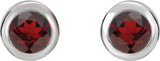 Platinum Natural Mozambique Garnet Round Bezel-Set Birthstone Stud Earrings - view 6