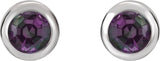14K Gold Lab-Grown Alexandrite Round Bezel-Set Birthstone Stud Earrings - White Gold - view 6